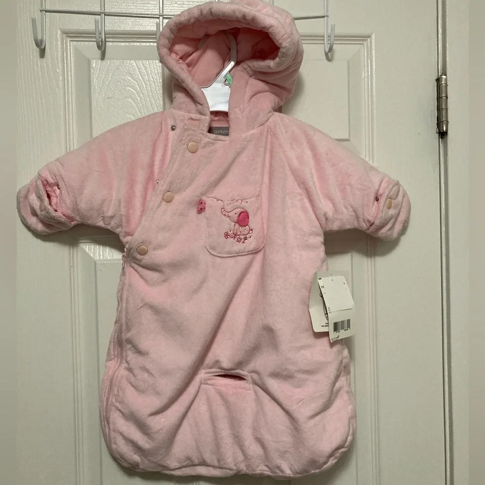 *Carter’s New Pink 0-6 Months Light Pink Velour Hooded Infant Snowsuit